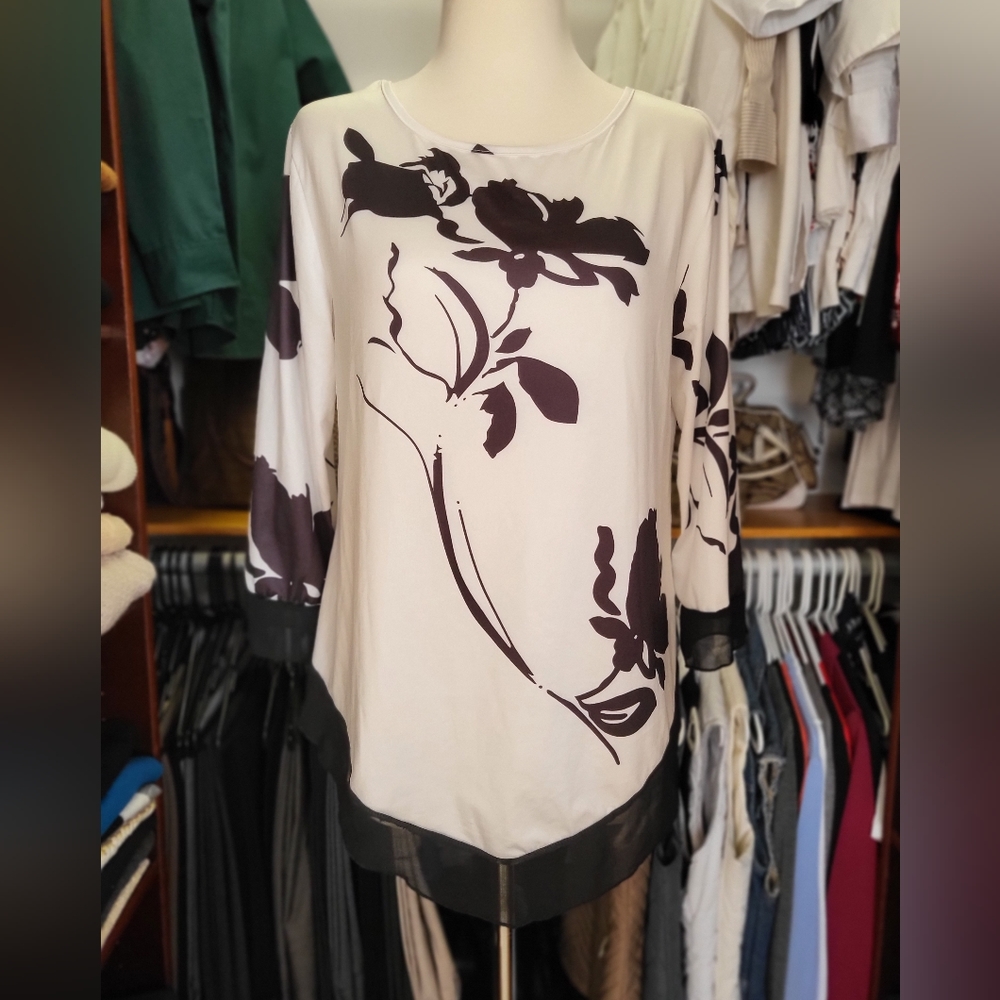 White & Black, M, Floral shirt